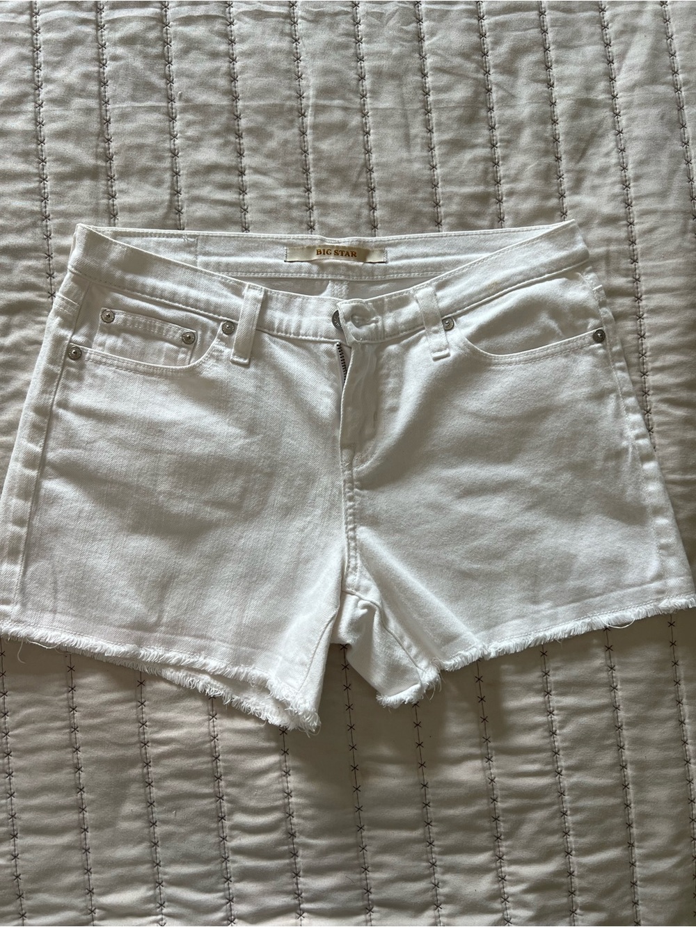 Big Star White Frayed Denim Cutoff Shorts